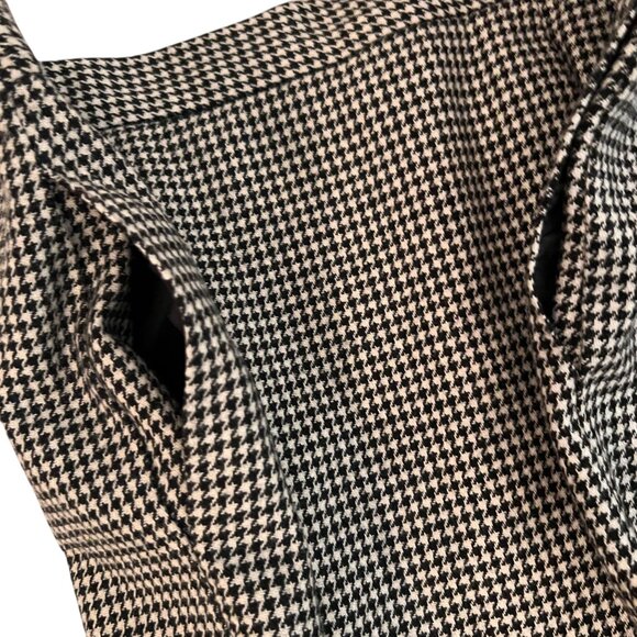 Vtg Vinci Black White Houndstooth Pencil Skirt Wool Back Slit Size 12 Pockets - Picture 6 of 13